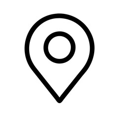 Outline location pin icon symbolizing navigation and geographic information in a minimalist design

