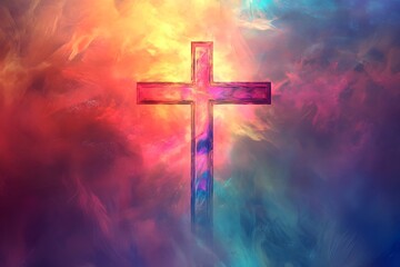 Fototapeta premium colorful Christian cross