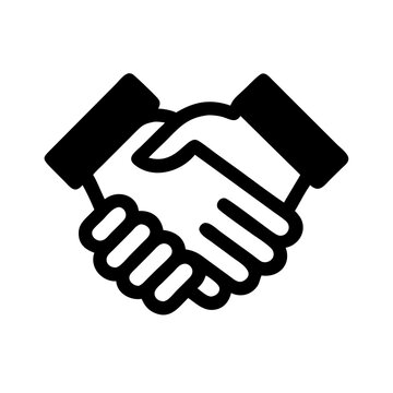 recommend clip art: Outline handshake icon symbolizing partnership and collaboration in a minimalist style
                    
