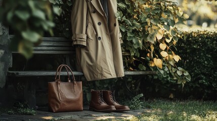 Autumn Stroll: Cozy Fall Attire in a Peaceful Garden