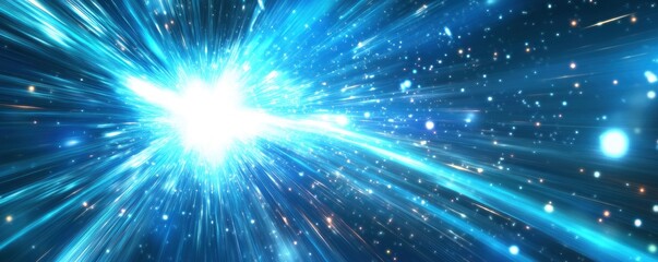 Fototapeta premium Warp leap effect of classical light speed in space.