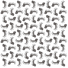 Sad sketchy monster hand drawn illustration motif seamless pattern