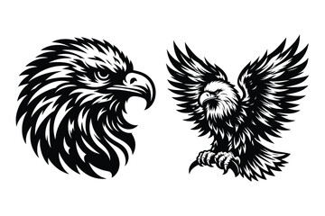 Eagle silhouette vector illustrations