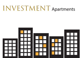 set of apartment block buildings investment concept