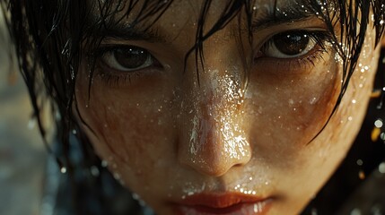 Intense Gaze: A Close-Up Portrait of a Woman