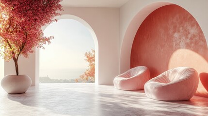 Fototapeta premium Minimal white backdrop with soft color gradients, perfect for modern presentations or product displays.