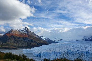 Beautiful views of the Perito Moreno Glacier in Argentine Patagonia. One of the most important tourist destinations in South America