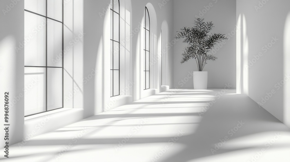 Poster minimalist white backdrop with soft shadows, creating a clean and professional visual style.