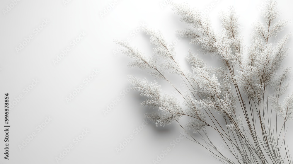 Poster solid white background with subtle organic elements like seed textures and natural fibers, creating 