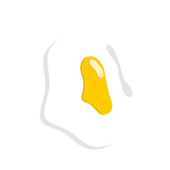 Fried egg breakfast cartoon icon. Flat omelet yolk. Vector fried egg sunny side up