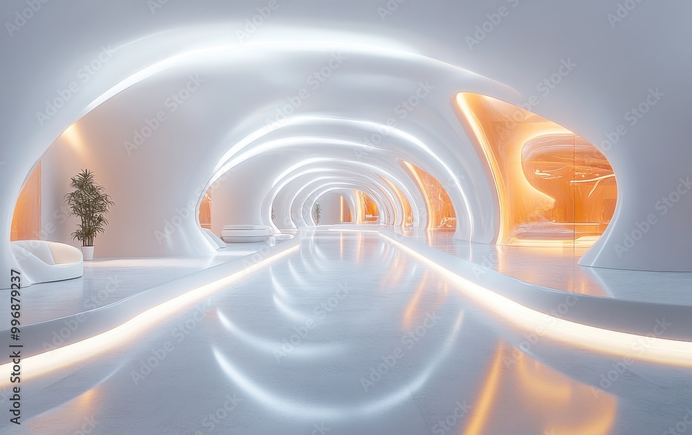Aufkleber white abstract business lobby with futuristic design, clean and sharp lines