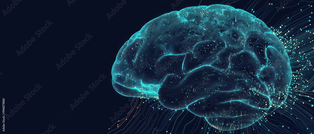 Poster digital brain circuit representing artificial intelligence