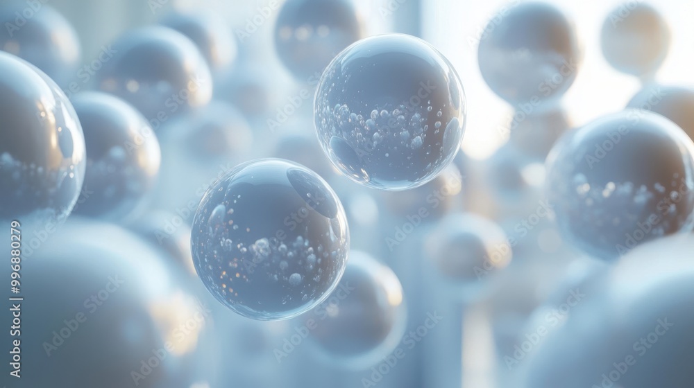 Poster white backdrop featuring animated floating particles, creating a clean and futuristic look.