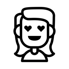 Girl Heart Eyes Avatar Icon. Simple People Vector Illustration.