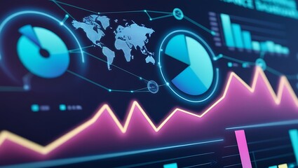 Technology Abstract Networking Connections Background.  finance graph and bar showcasing market success.