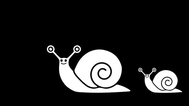 animation of snail on a black background
