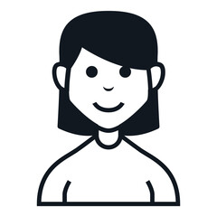 Woman Short Hair Avatar Icon. People Character Smile Vector Illustration.
