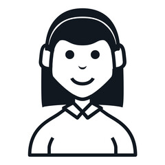 Woman Wearing Headphone Avatar Icon. People Character Smile Vector Illustration.