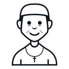 Priest Avatar Icon. People Character Smile Vector Illustration.