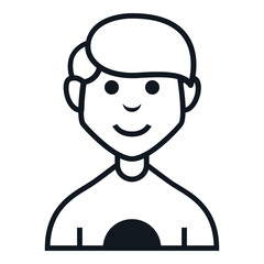Japanese Man Avatar Style Icon. Simple Character Smile Vector Illustration.
