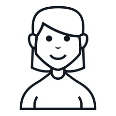 Short Hair Woman Avatar Style Icon. Simple Character Smile Vector Illustration.