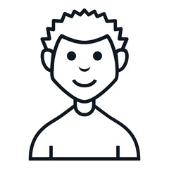 Ziggy Hair Boy Avatar Style Icon. Simple Character Smile Vector Illustration.