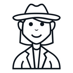 Detective Woman Avatar Style Icon. Simple Character Smile Vector Illustration.