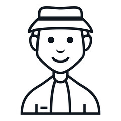 Gipsy Man Avatar Style Icon. Simple Character Smile Vector Illustration.