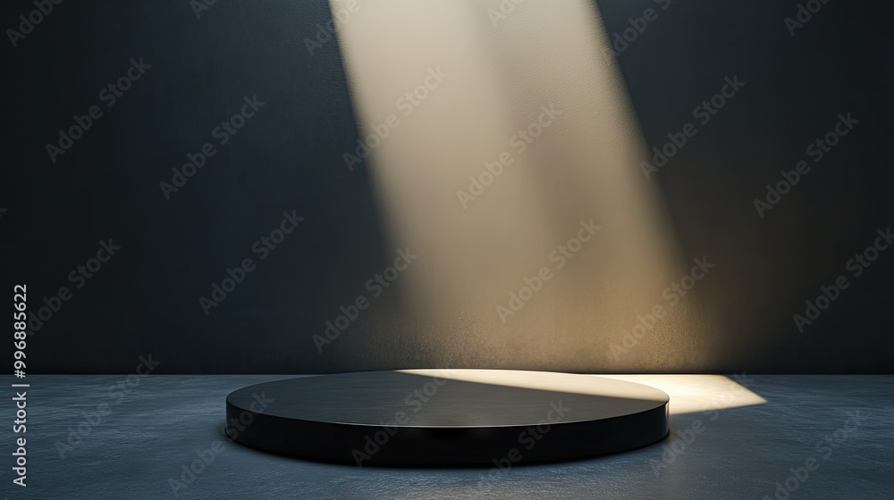 Aufkleber an empty stage with a spotlight and a clean backdrop for text or announcements.