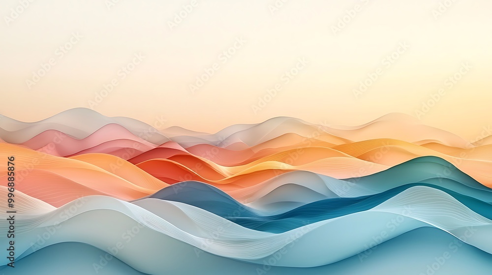 Aufkleber pastel waves ripple across a serene abstract pattern, creating a soft, calming background.