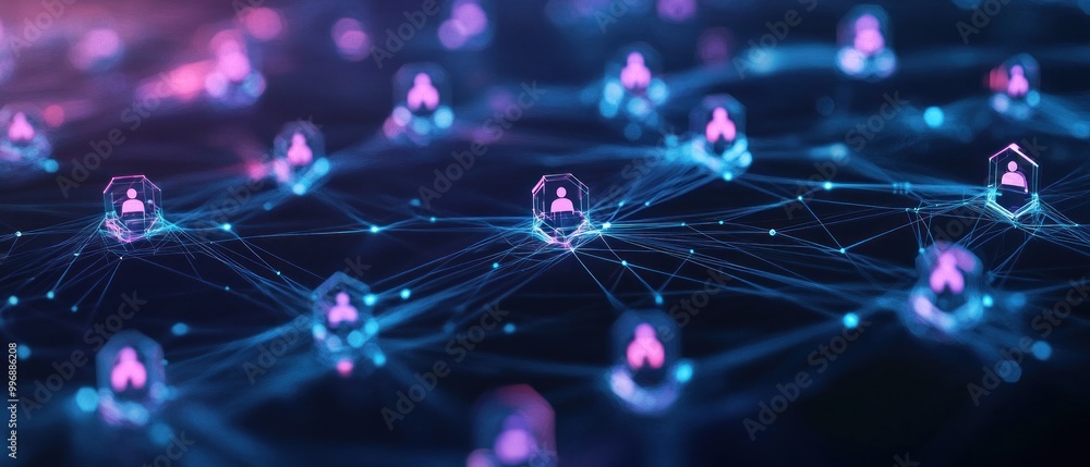 Poster digital network of global business network connecting, human connections. social network communicati