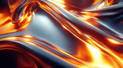 Molten metal-inspired curves with glowing light effects forming a futuristic abstract landscape. No people, no logo.