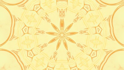 blütenförmige abstrakte Grafik, Sternförmig, Frühlingsdesign, Pastellfarben, Mandala, mittig, symmetrisch, gelb