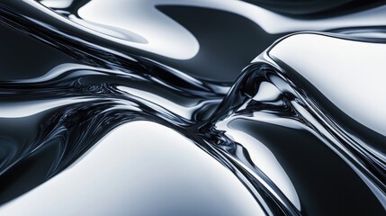Smooth, flowing metal-like curves reflecting light in a futuristic abstract landscape. No people, no logo.