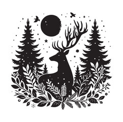 Deer silhouette, vector illustration design