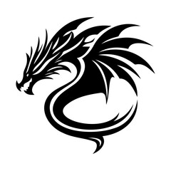 A fierce dragon design in swirling black. Vector Illustration EPS10