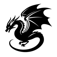 A fierce dragon design in swirling black. Vector Illustration EPS10