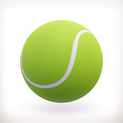  Vector 3D icon of a tennis ball isolated on a white background. The concept of a healthy lifestyle, sports, competitions.