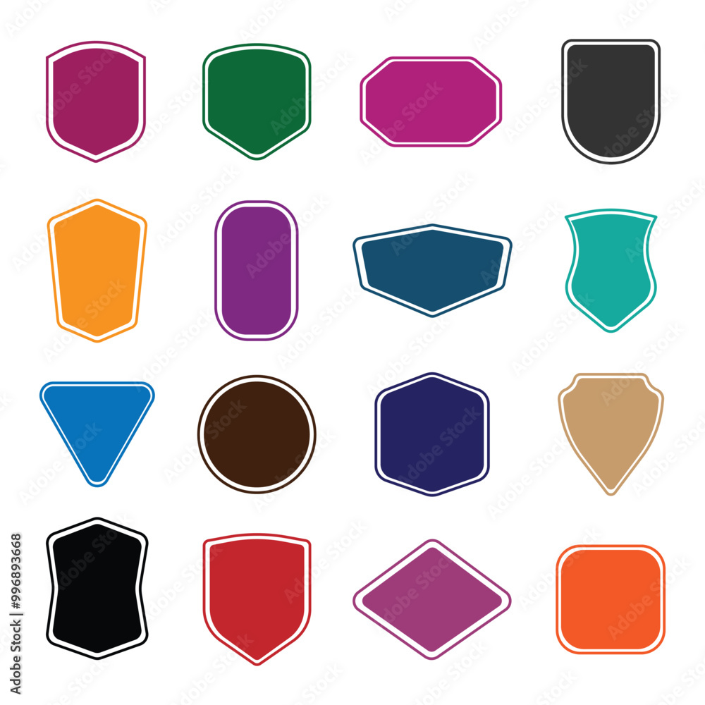 Poster set of colorful badge and label shapes for web design, user interface, graphic design and branding