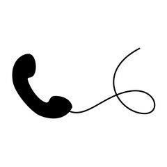 Telephone icon with silhouette cable