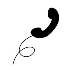 Telephone icon with silhouette cable