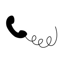 Telephone icon with silhouette cable