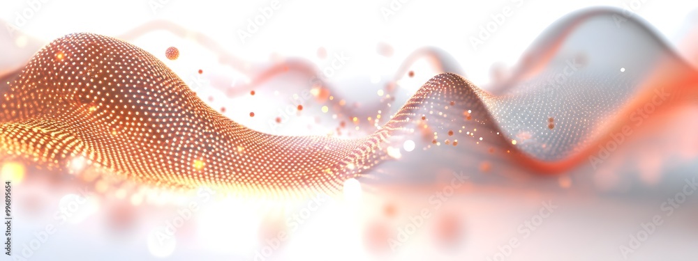 Poster simulated light wave interacting with quantum dots isolated on a white background this digital rende