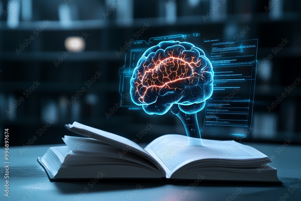 Poster a futuristic e-learning platform where students use neural interfaces to absorb knowledge instantly,