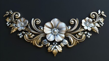 Stunning White Gold Floral Border Jewelry Design with Ornamental and Luxurious Flower Embellishments on a Pendant or Bracelet