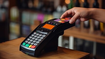 Close-up of a Hand Paying with a Credit Card
