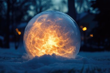 Frozen Orb of Light Emitting a Glowing Pattern