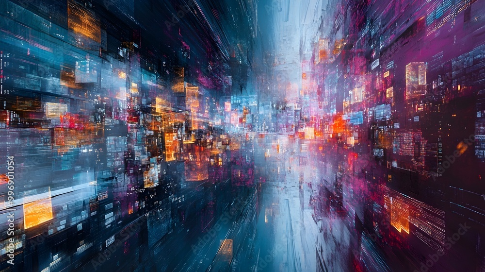 Poster surreal and dreamlike digital visualization of a vast online cyber monday marketplace portal featuri