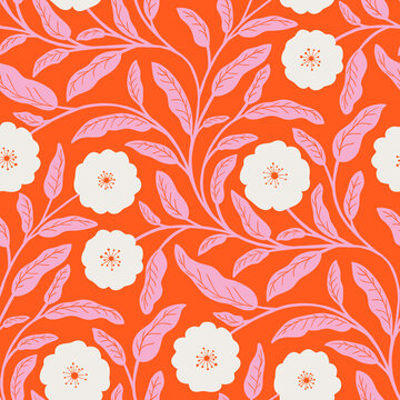 Vibrant Daisy Blooms on Bright Pink Pattern, seamless pattern