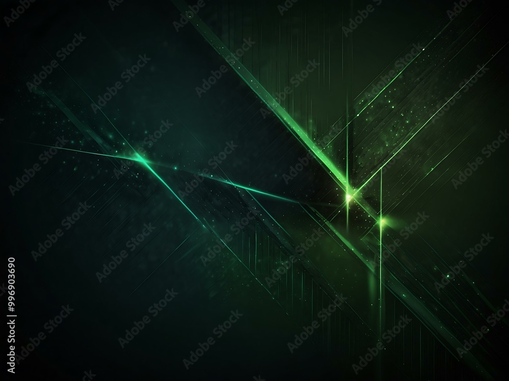 Poster dark green background with diagonal lines and glow